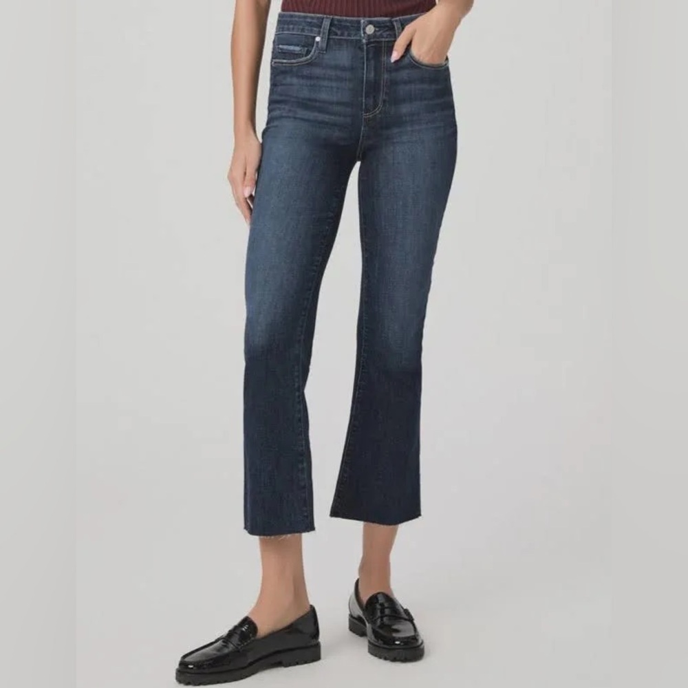 PAIGE NWOT Colette Crop Flare Jeans, zip, Anza dark wash, 25